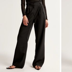 Abercrombie black tailored wide leg trouser pants size medium